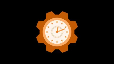 Orange Gear with Clock Face Illustration Stock Illustration