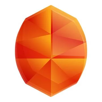 Orange gem shape icon, cartoon style Stock Illustration