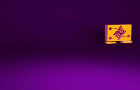 Orange Genetic engineering modification on laptop icon isolated on purple bac イラスト素材