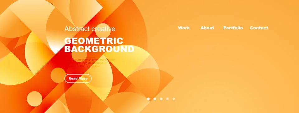 Orange geometric background design. Website header with navigation options,.. 스톡 일러스트