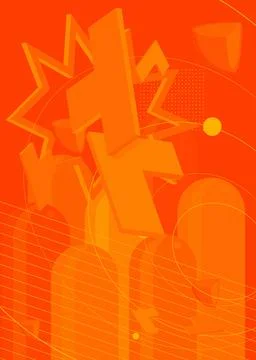 Orange geometric bright simple minimal background template. Random busy Geo.. Иллюстрация