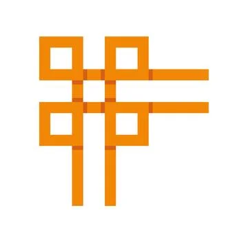 Orange geometric interlocking knot pattern design Stock Illustration