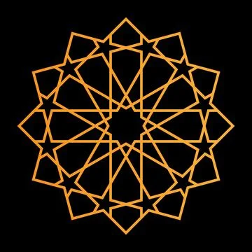 Orange geometric pattern forming a circular on a black background イラスト素材
