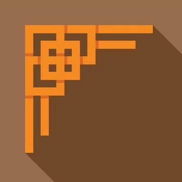 Orange geometric pattern forming corner design element with long shadow Stock Illustration