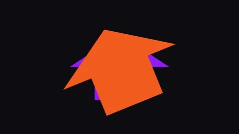 Orange geometric shapes animate and expand on black background with light f.. Stock Footage 340942829
