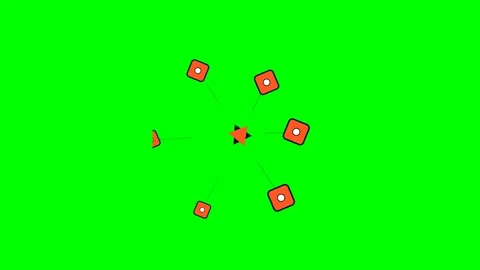 Orange geometric shapes arranged in a circular pattern on a green background Stock Footage 340903705