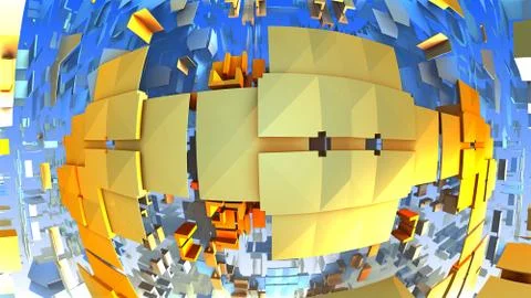 Orange geometric shapes floating in space, 3D Labyrinth or Maze Illustrazione stock
