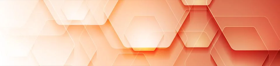 Orange geometric tech background with glossy hexagons Stock Illustration
