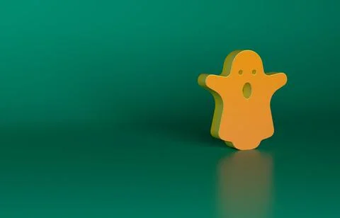 Orange Ghost icon isolated on green background. Happy Halloween party Stock Illustration