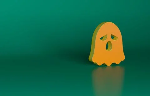 Orange Ghost icon isolated on green background. Happy Halloween party Stock Illustration