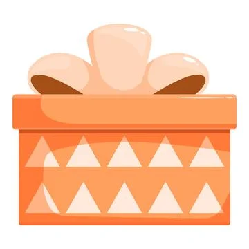 Orange gift box with beige bow and triangle pattern celebrating special Stock Illustration