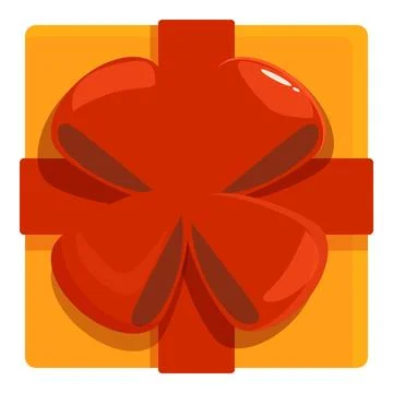 Orange gift box decorated with red bow celebrating special occasion Stock Illustration