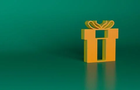 Orange Gift box icon isolated on green background. Valentines day. Minimalism Illustrazione stock