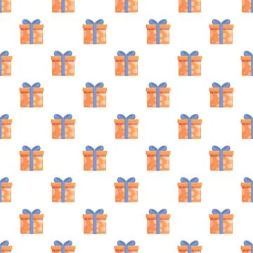 Orange gift box pattern for celebration background Illustrazione stock