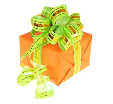 Orange gift box Stock Photos