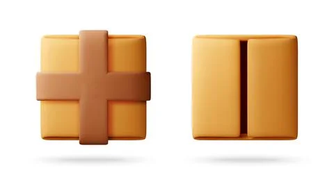 Orange gift box with ribbon 3d icon. Stock Illustration