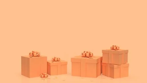 The orange gift box on white background 3d rendering Stock Illustration