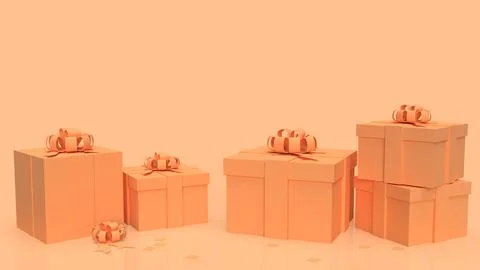 The orange gift box on white background 3d rendering Stock Photos
