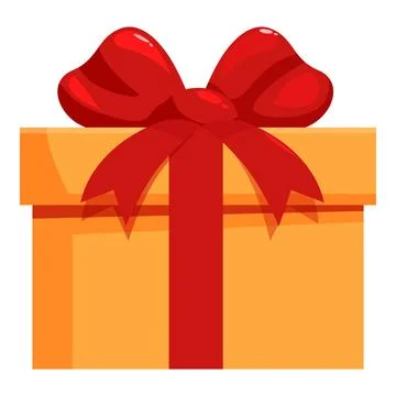 Orange gift box wrapped with red ribbon and bow Stock Illustration
