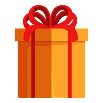 Orange gift box wrapped with red ribbon and bow celebrating special occasions Stock Illustration