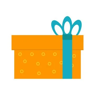 Orange gift packaging for use in the design of a congratulatory character Illustrazione stock