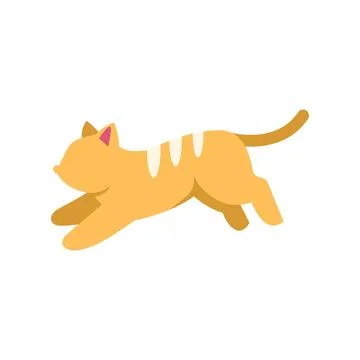 Orange ginger tabby cat running playing jumping Stock Illustration