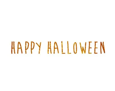 Orange glitter isolated hand writing word HAPPY HALLOWEEN Stock Illustration