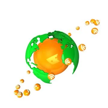Orange globe rss Stock Illustration