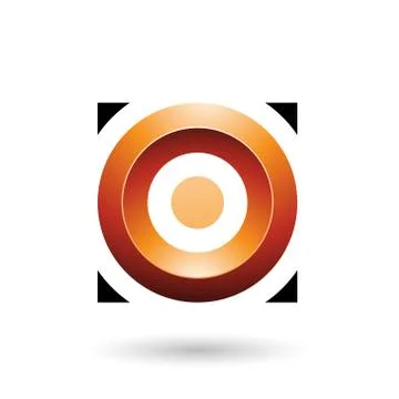 Orange Glossy Circle in a Square Vector Illustration Stock Illustration