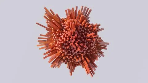 Orange glossy morphing sphere. Abstract illustration, 3d render. Stock Illustration