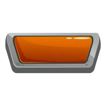 Orange glossy rectangular button with stone frame for casual games Stockillustratie