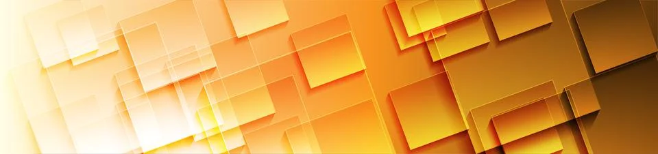 Orange glossy squares abstract tech geometric banner 스톡 일러스트