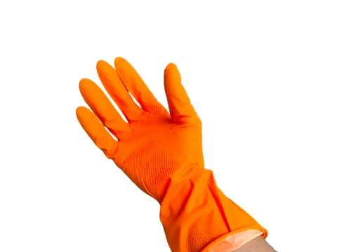 Orange gloves on a white background Stock Photos