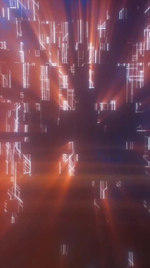 Orange glowing circuit lines forming a futuristic data cityscape with radia.. Stock Footage 328706269