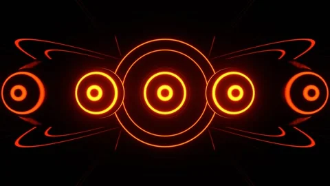Orange Glowing Collapsible Round Stripes Background VJ Loop in 4K Vidéo 341674551