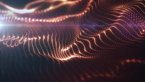 Orange glowing dotted wave with flowing curves and bright highlights, creat.. 스톡 일러스트