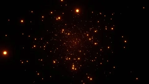 Orange Glowing Fireflies Particles in Space Background VJ Loop in 4K Stock Footage 334718279