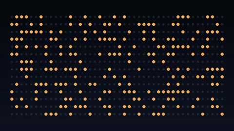 Orange glowing LED matrix dot display animation with flashing pixels on dar.. Stock Footage 348588412