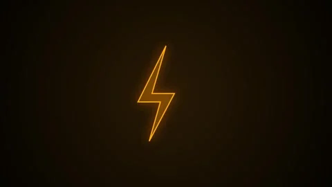 Orange glowing lightning bolt icons blinking on a dark background Stock Footage 346506778