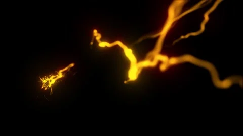 Orange Glowing Lightning Thunderbolt towards Cam Graphic Element Loop Overlay Stock-Footage 145229361