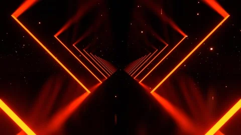 Orange Glowing Lines Corridor with Dust Particles Background VJ Loop in 4K Vidéo 341676108