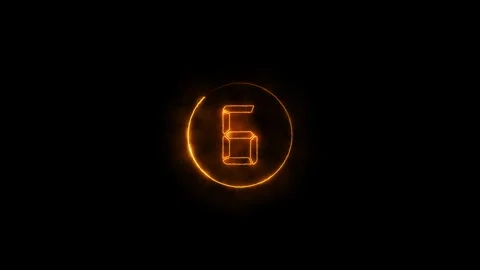 Orange glowing neon digital countdown from ten to zero inside circular flam.. Stock Footage 338253045