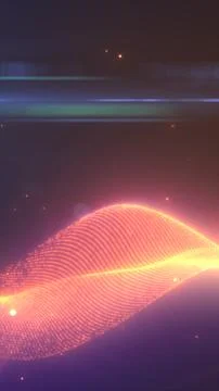 Orange glowing particle wave over a dark futuristic background, representing  Stock Illustration
