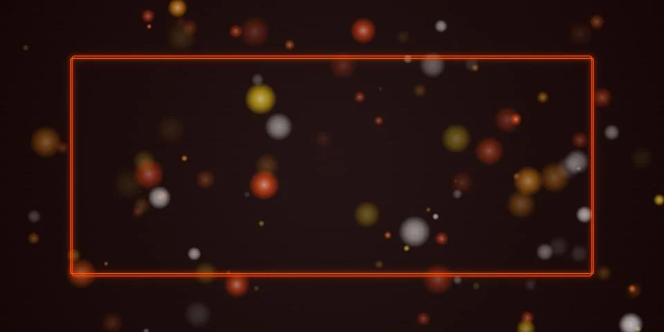 Orange glowing rectangle frame with floating light particles Stock Illustration