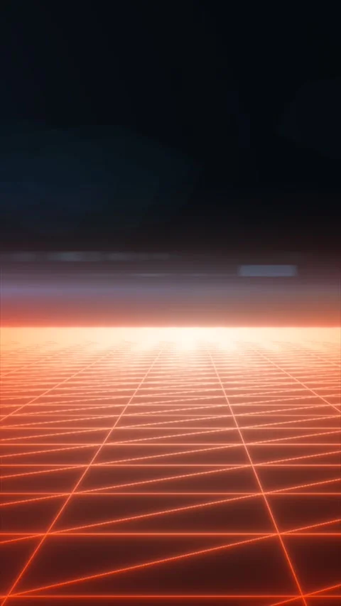 Orange glowing retro grid landscape stretching toward a dark horizon, creat.. Stock Footage 334752822