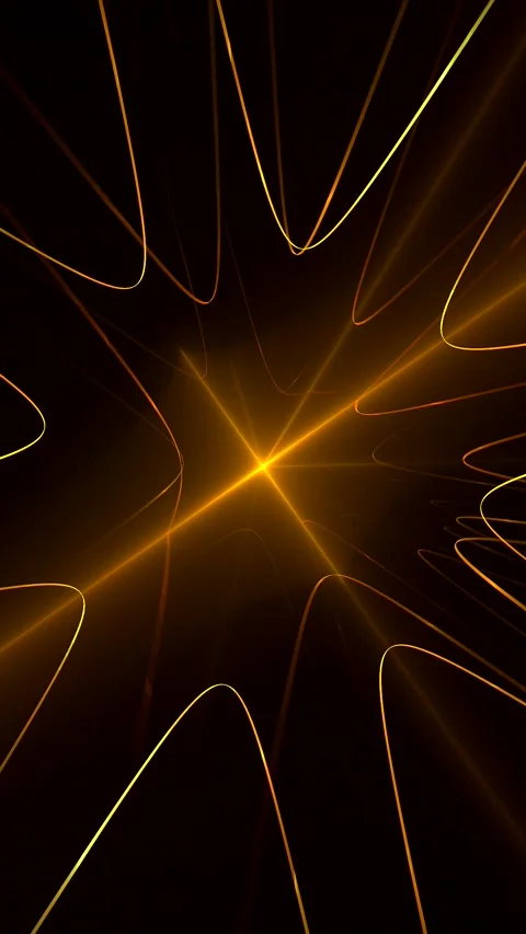 Orange glowing rotating pattern of curved rays on a black background Stock Footage 339378469