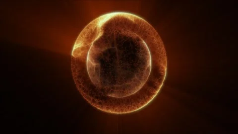 Orange glowing solar plasma sphere with fiery texture, radiant halo, and dr.. Stock Footage 337878618