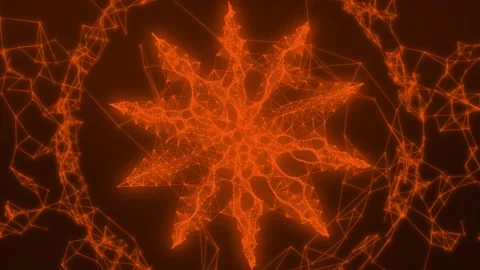 A Orange glowing star shaped digital network Video stock 155224810