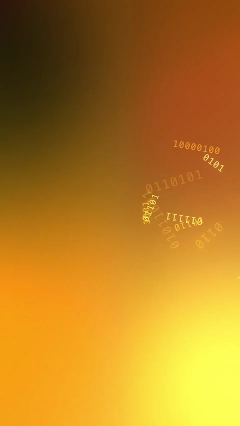 Orange gold gradient with circular glowing binary code, Looping Background Stock Footage 341856851
