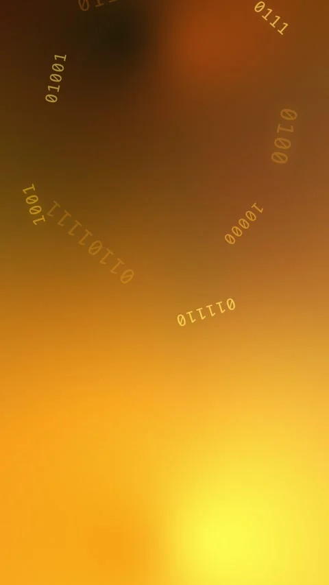 Orange gold gradient with circular glowing binary code, Seamless Animation Video stock 341858268